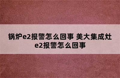 锅炉e2报警怎么回事 美大集成灶e2报警怎么回事